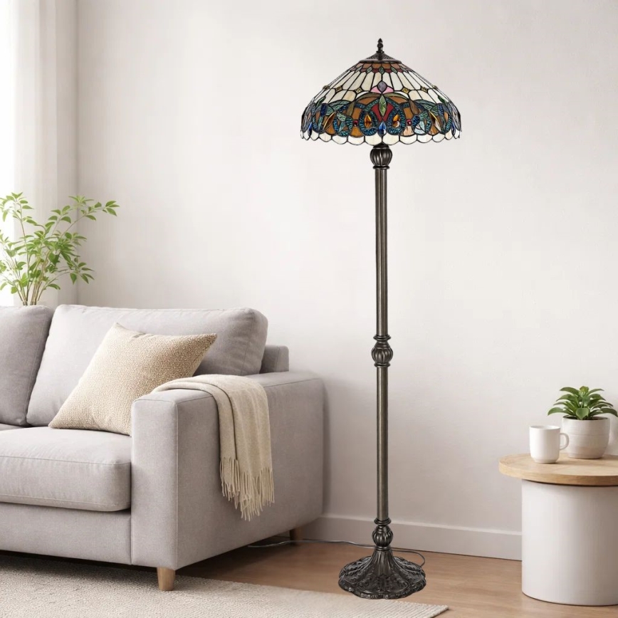 Brilagi - Lampă de podea Tiffany LUISA 2xE27/60W/230V