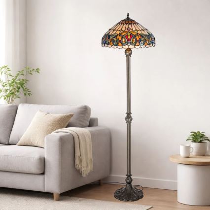 Brilagi - Lampă de podea Tiffany LUISA 2xE27/60W/230V
