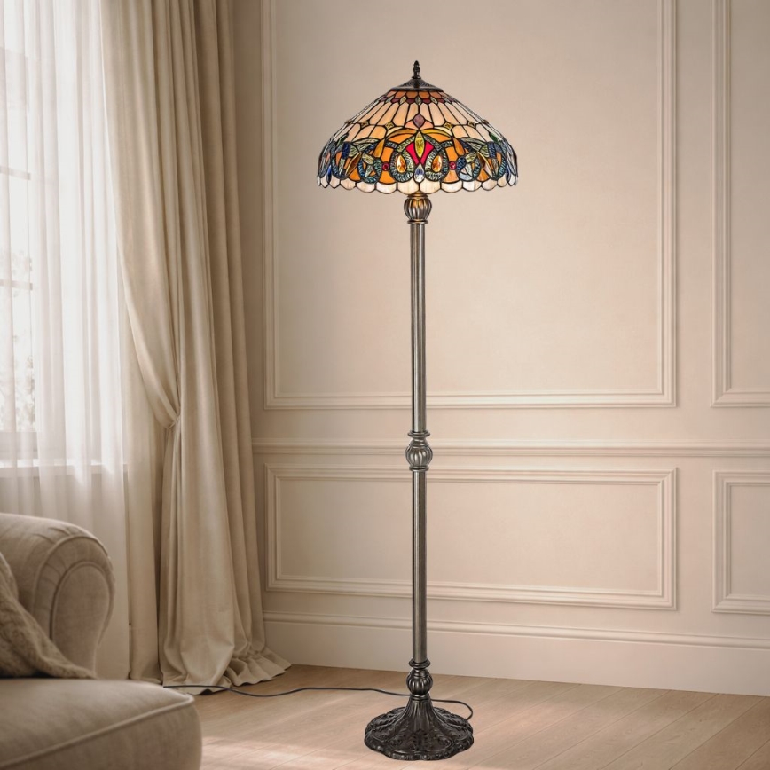 Brilagi - Lampă de podea Tiffany LUISA 2xE27/60W/230V