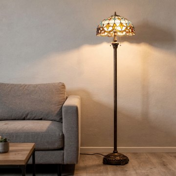 Brilagi - Lampă de podea Tiffany MIRABELLA, abajur din vitralii, 2xE27/60W/230V