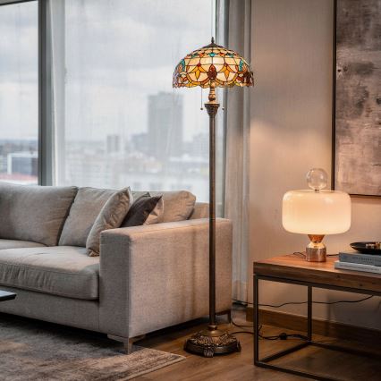 Brilagi - Lampă de podea Tiffany MIRABELLA, abajur din vitralii, 2xE27/60W/230V