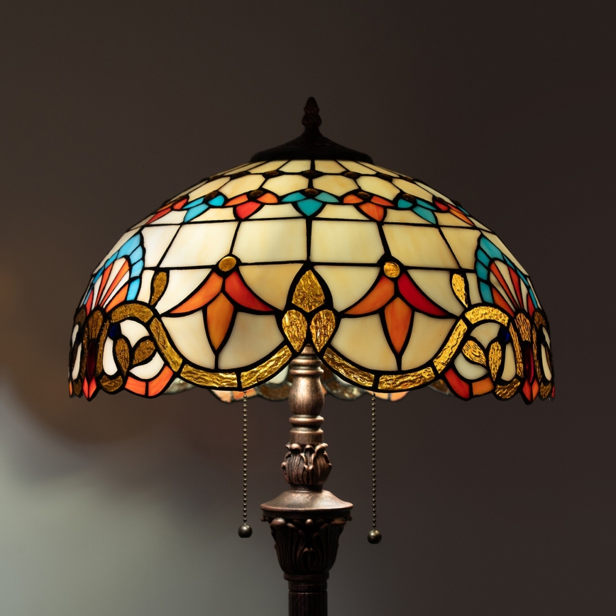 Brilagi - Lampă de podea Tiffany MIRABELLA, abajur din vitralii, 2xE27/60W/230V