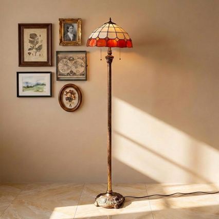 Brilagi - Lampă de podea Tiffany SIENNA cu vitralii 2xE27/60W/230V