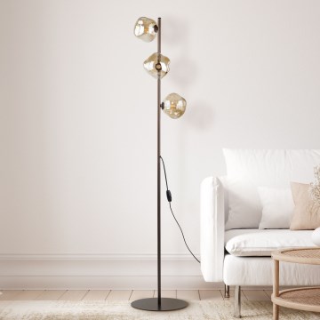 Brilagi - Lampă de podea VULCANO 3xG9/8W/230V bronz/bej fumuriu