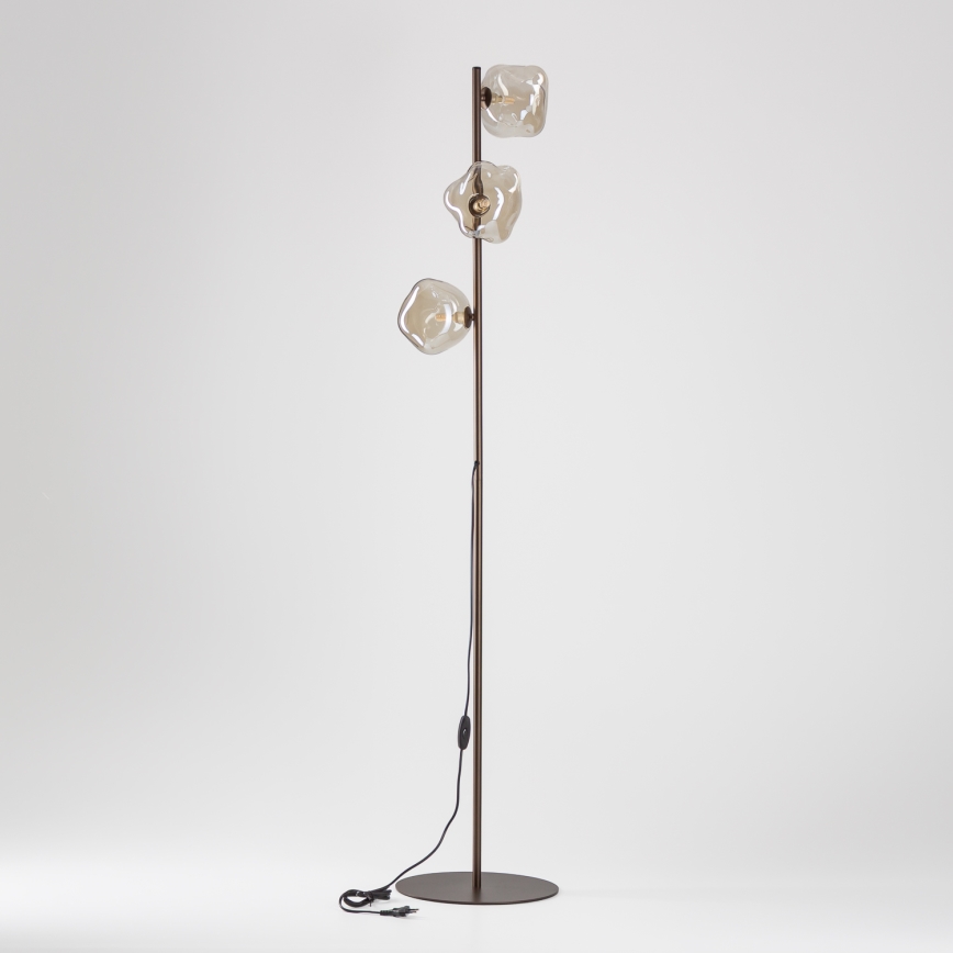 Brilagi - Lampă de podea VULCANO 3xG9/8W/230V bronz/bej fumuriu