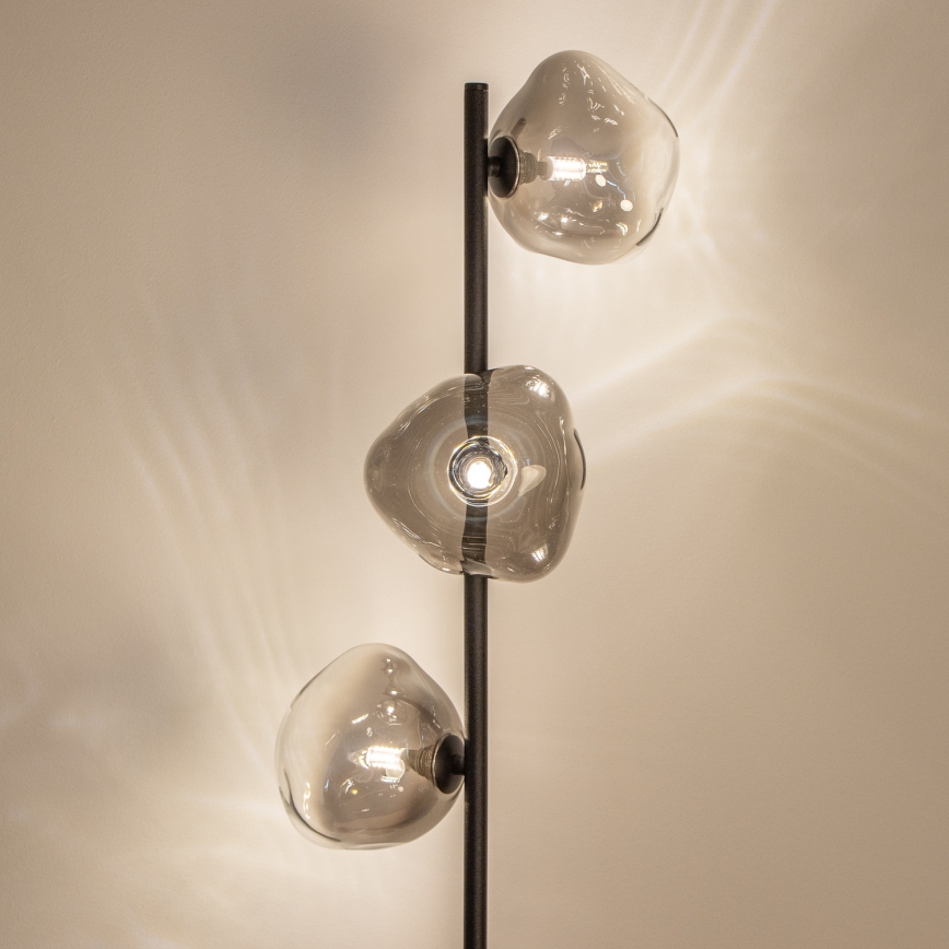 Brilagi - Lampă de podea VULCANO 3xG9/8W/230V negru/fumuriu