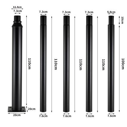Brilagi - Lampă de stradă LED cu stâlp de 5 m URBANSPARK LED/120W/230V, negru, IP65