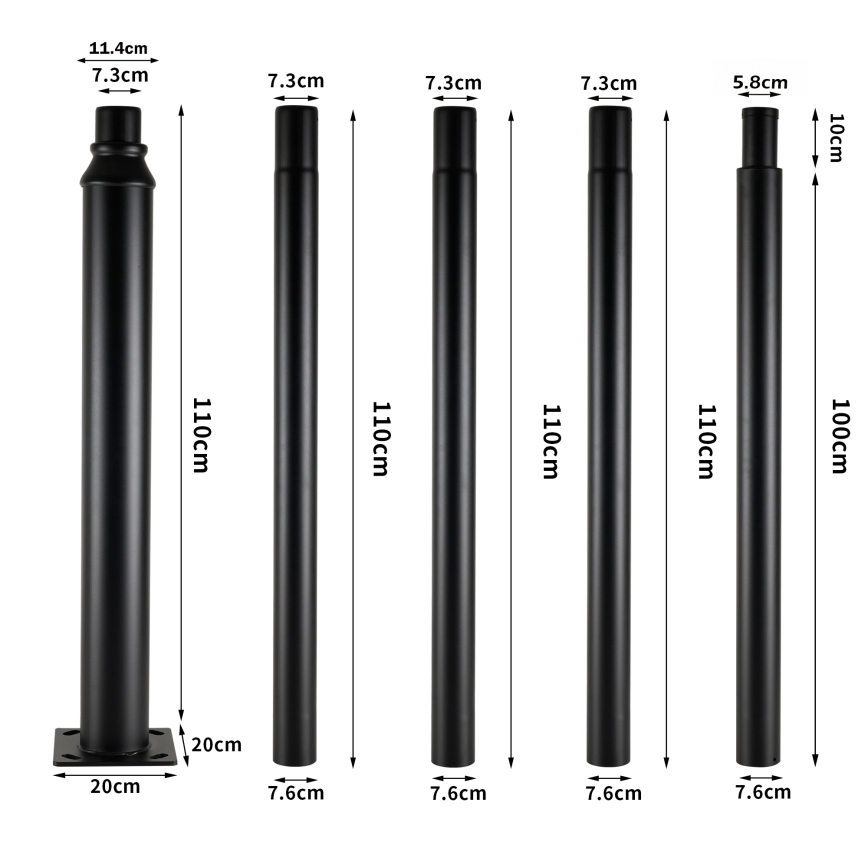 Brilagi - Lampă de stradă LED cu stâlp de 5 m URBANSPARK LED/120W/230V, negru, IP65