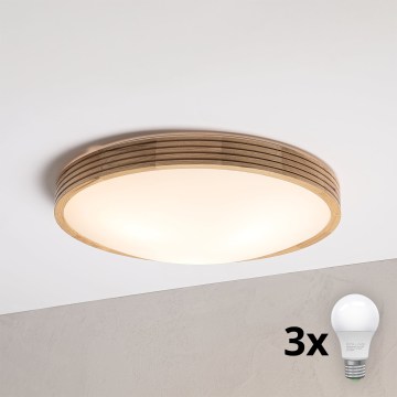 Brilagi - Lampă de tavan LED CARVALHO MODERN SLIM 3xE27/60W/230V diametru 47,5 cm stejar