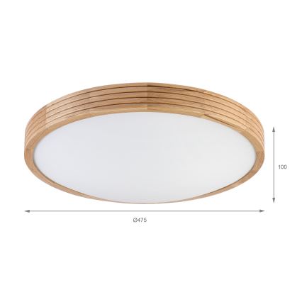 Brilagi - Lampă de tavan LED CARVALHO MODERN SLIM 3xE27/60W/230V diametru 47,5 cm stejar
