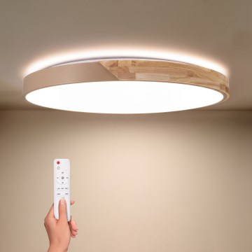 BRILAGI - Lampă de tavan LED dimmabilă PILANA LED/72W/230V 3000-6500K stejar/bej Ø 80 cm + telecomandă
