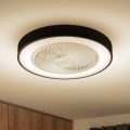 Brilagi - Lampă de tavan LED reglabilă cu ventilator, 30W/230V, 3000–6500K, Ø 50 cm, negru + telecomandă