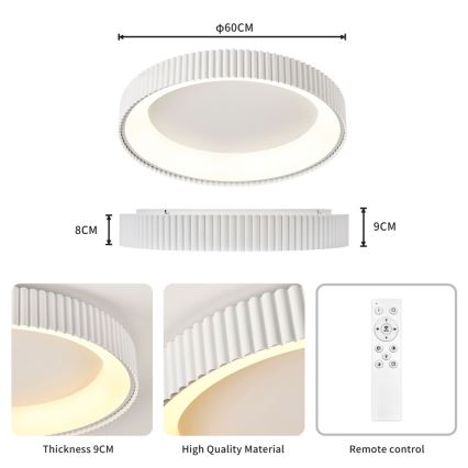 Brilagi - Plafonier LED reglabil FALCON MODERN LED/54W/230V 3000-6000K 60 cm alb + telecomandă