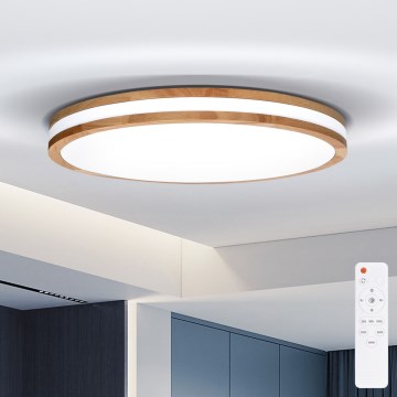 Brilagi - Lampă de tavan LED reglabilă MOLINA LED/72W/230V 3000-6500K stejar Ø 78 cm + telecomandă