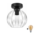 BRILAGI - Lampă de tavan LED RETRO GLASS 1xE27/60W/230V Ø 18 cm negru/transparent