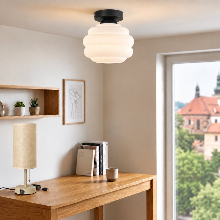 BRILAGI - Lampă de tavan LED RETRO GLASS 1xE27/60W/230V Ø 20 cm negru/alb