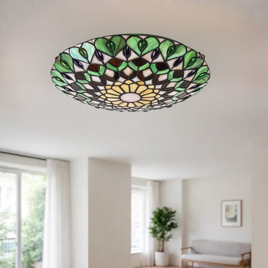 Brilagi - Lampă de tavan Tiffany MARGARET din vitralii, 2xE27/60W/230V, Ø 40 cm