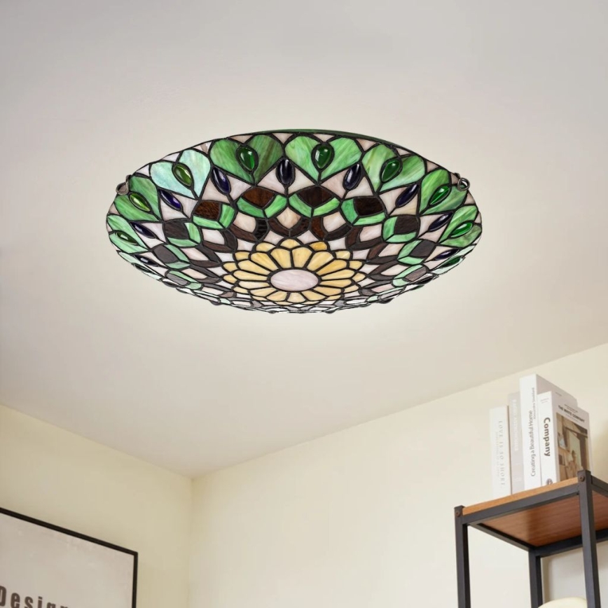 Brilagi - Lampă de tavan Tiffany MARGARET din vitralii, 2xE27/60W/230V, Ø 40 cm