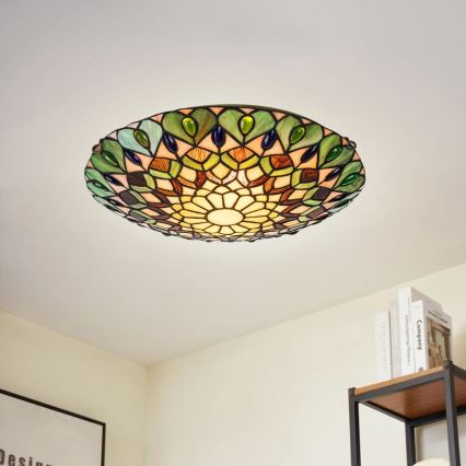 Brilagi - Lampă de tavan Tiffany MARGARET din vitralii, 2xE27/60W/230V, Ø 40 cm