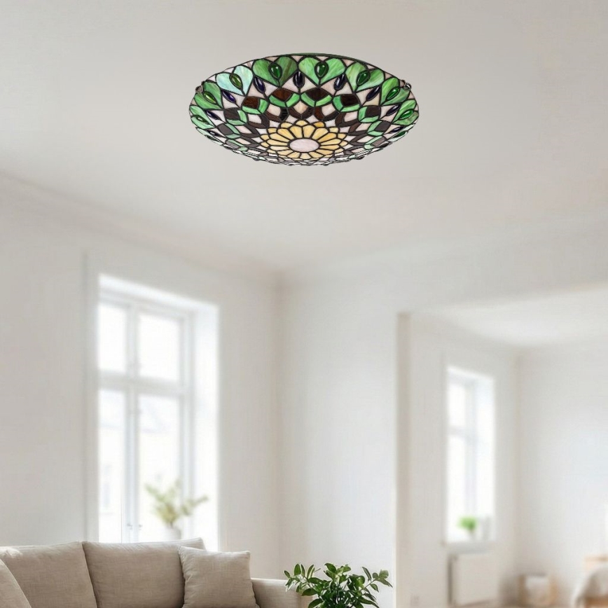 Brilagi - Lampă de tavan Tiffany MARGARET din vitralii, 2xE27/60W/230V, Ø 40 cm