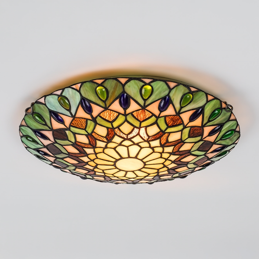 Brilagi - Lampă de tavan Tiffany MARGARET din vitralii, 2xE27/60W/230V, Ø 40 cm