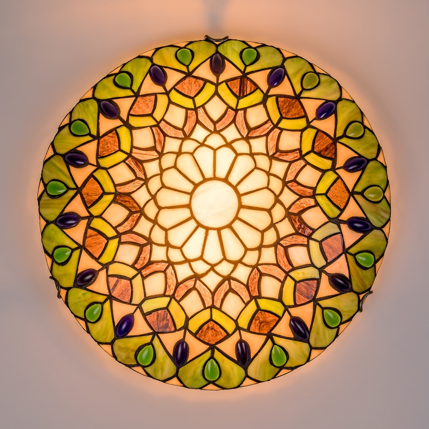 Brilagi - Lampă de tavan Tiffany MARGARET din vitralii, 2xE27/60W/230V, Ø 40 cm
