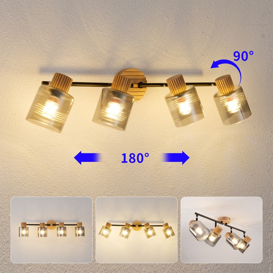 Brilagi - Lampă HYGGE cu 4xE14/15W/230V lemn/fumuriu