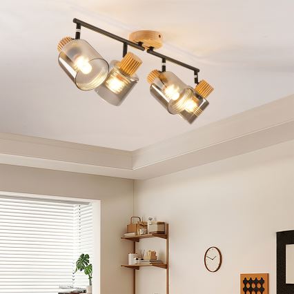 Brilagi - Lampă HYGGE cu 4xE14/15W/230V lemn/fumuriu