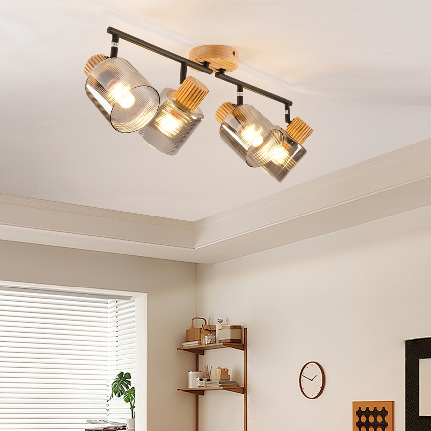 Brilagi - Lampă HYGGE cu 4xE14/15W/230V lemn/fumuriu