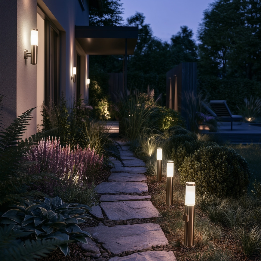 BRILAGI - Lampă LED de exterior cu priză ELIA 1xE27/7W/230V 4000K IP44 50 cm crom mat
