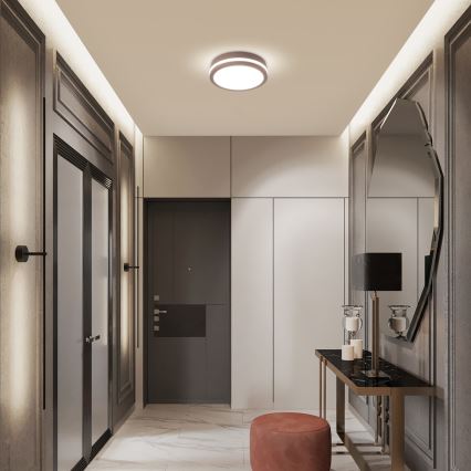 Brilagi - Plafonieră LED pentru exterior cu senzor BENE LED/18W/230V Ø 21,5 cm maro IP54