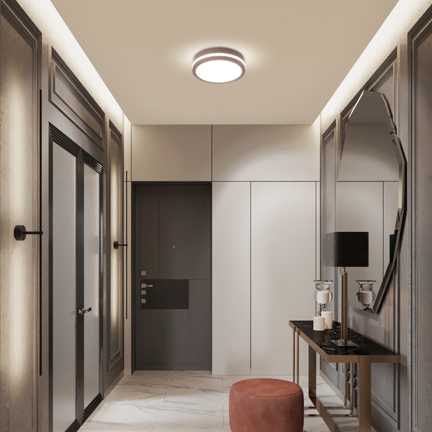 Brilagi - Plafonieră LED pentru exterior cu senzor BENE LED/18W/230V Ø 21,5 cm maro IP54