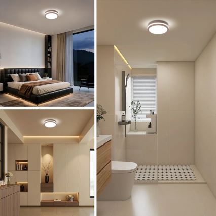 Brilagi - Plafonieră LED pentru exterior cu senzor BENE LED/18W/230V Ø 21,5 cm maro IP54