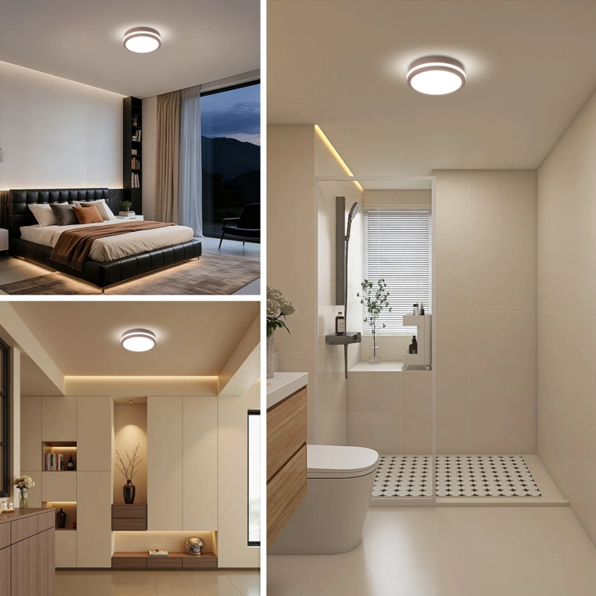 Brilagi - Plafonieră LED pentru exterior cu senzor BENE LED/18W/230V Ø 21,5 cm maro IP54