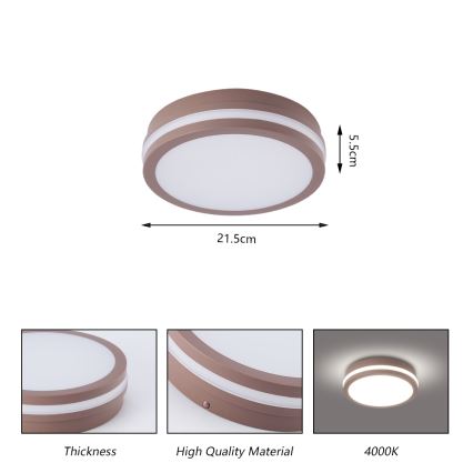 Brilagi - Plafonieră LED pentru exterior cu senzor BENE LED/18W/230V Ø 21,5 cm maro IP54