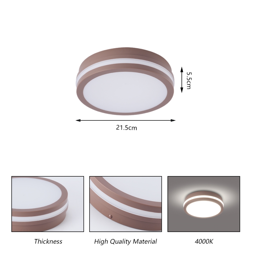 Brilagi - Plafonieră LED pentru exterior cu senzor BENE LED/18W/230V Ø 21,5 cm maro IP54