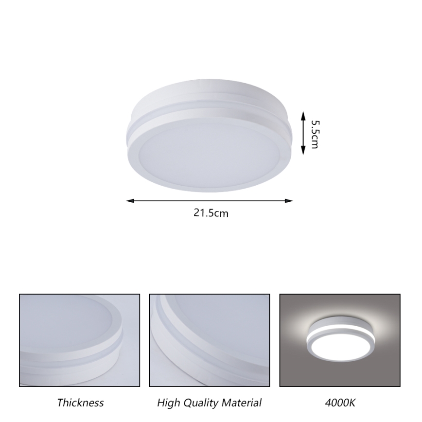 Brilagi - Lampă de tavan LED pentru exterior cu senzor BENE LED/18W/230V Ø 21,5 cm albă IP54