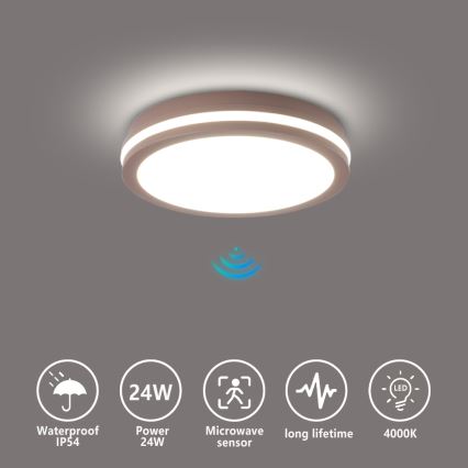 Brilagi - Corp de iluminat LED pentru exterior cu senzor BENE LED/24W/230V diametru 26 cm maro IP54
