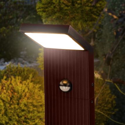 Brilagi - Lampă LED de exterior cu senzor RIANO LED/8W/230V maro IP65 80 cm