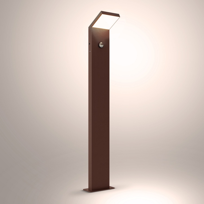Brilagi - Lampă LED de exterior cu senzor RIANO LED/8W/230V maro IP65 80 cm