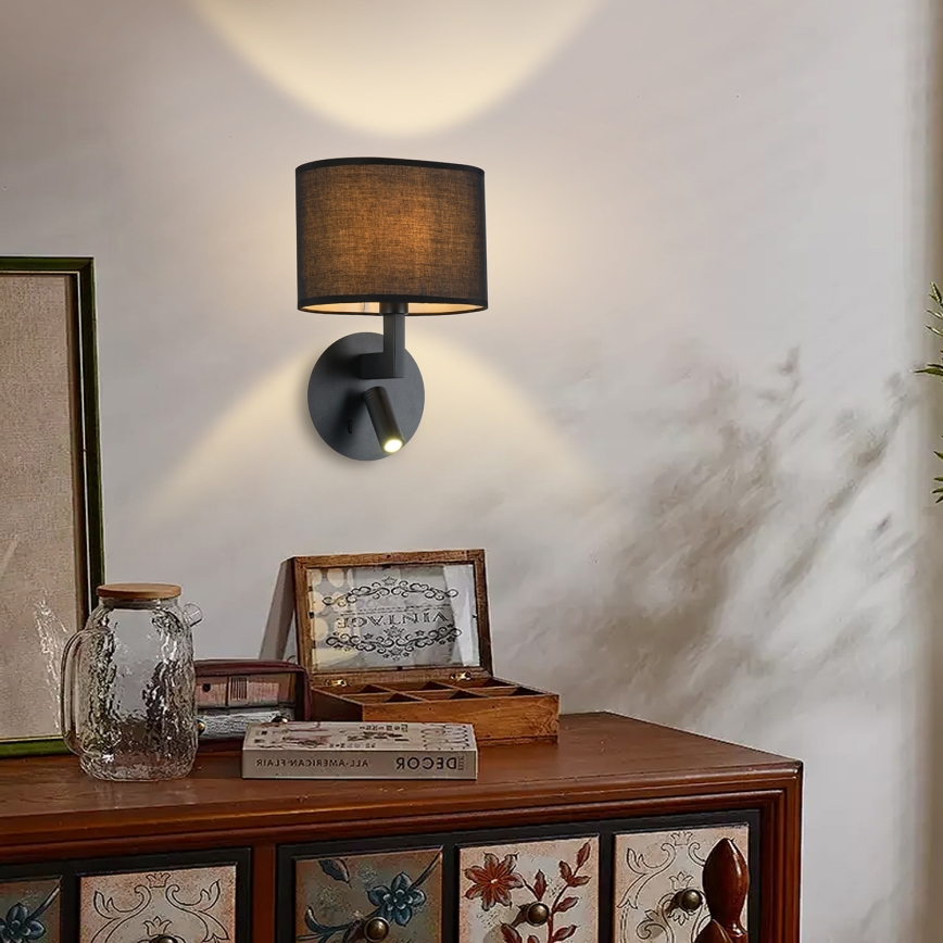 Brilagi - Lampă de perete LED DAYA 1xE14/40W/230V + LED/3W negru