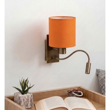 Brilagi - Lampă LED de perete flexibilă NUBILA 1xE27/25W/230V + LED/3W alamă/portocaliu