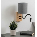 Brilagi - Lampă LED de perete flexibilă NUBILA WOOD 1xE27/25W/230V + LED/3W stejar/negru/gri deschis