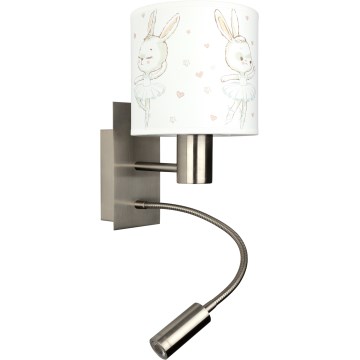 Brilagi - Lampă LED de perete flexibilă pentru copii BOBO 1xE27/25W/230V + LED/3W crom mat/alb/iepurași
