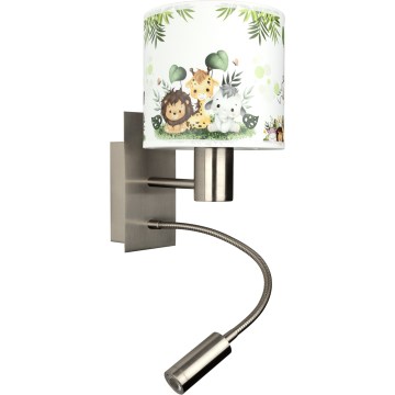 Brilagi - Lampă LED de perete flexibilă pentru copii BOBO 1xE27/25W/230V + LED/3W crom mat/alb/verde/junglă