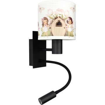 Brilagi - Lampa LED de perete flexibilă pentru copii BOBO 1xE27/25W/230V + LED/3W negru/alb/roz/zâne