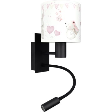 Brilagi - Lampă LED de perete flexibilă pentru copii BOBO 1xE27/25W/230V + LED/3W negru/crem/cu iepurași