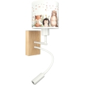 Brilagi - Lampă LED de perete flexibilă pentru copii BOBO WOOD 1xE27/25W/230V + LED/3W stejar/alb/cu animale