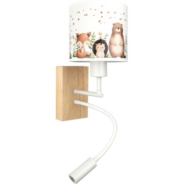 Brilagi - Lampă LED de perete flexibilă pentru copii BOBO WOOD 1xE27/25W/230V + LED/3W stejar/alb/cu animale