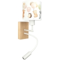 Brilagi - Lampă LED de perete flexibilă pentru copii BOBO WOOD 1xE27/25W/230V + LED/3W stejar/alb/cu motive animale